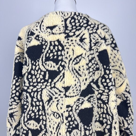 NWOT Farm Rio Midnight Leo Long Cardigan Wool Blend Coat Size XL Black Cream - Picture 8 of 14